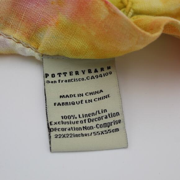 Pottery Barn Linen Napkins SET 6 Pink Yellow Tie Dye Pastel Festive Party - Picture 4 of 14